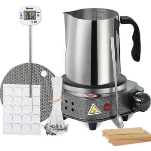 Candle Making kit with Hot Plate,Wax Melter for Candle Making,Candle Making Kit for Beginners with Melting Pot,Including Candle Pot,Electric Stove,, Candle Wick,Anti-hot