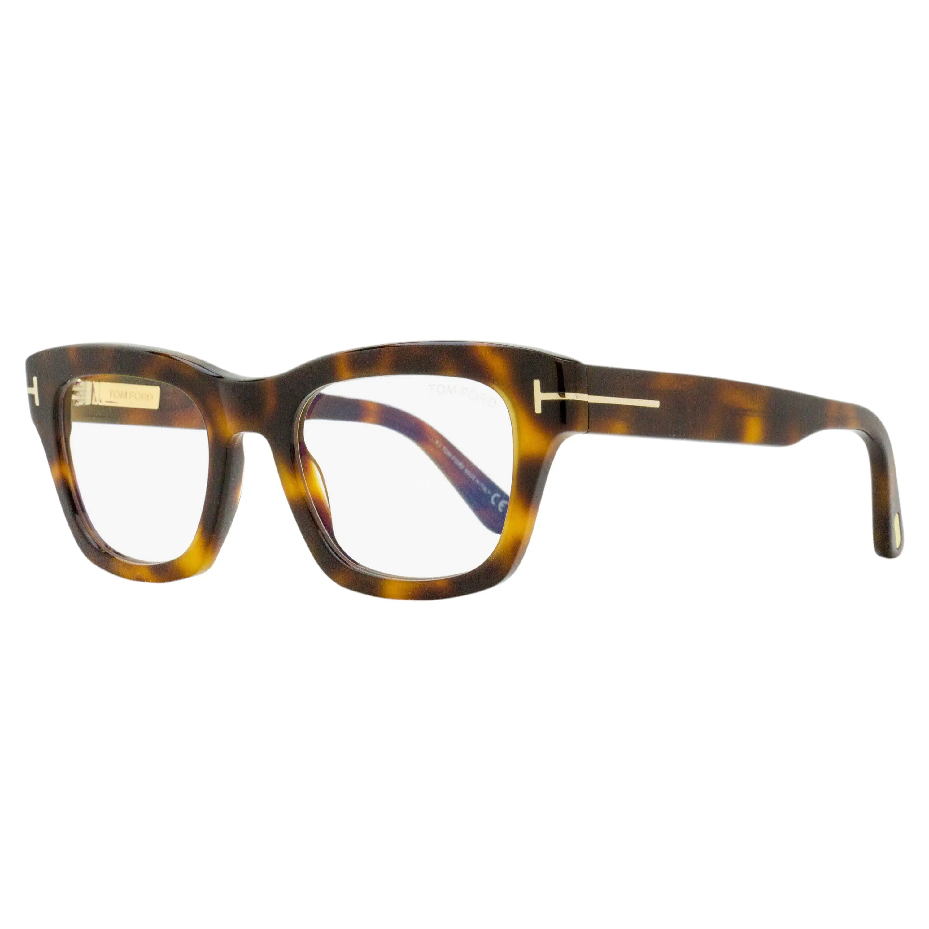 Tom Ford TF6036-B Classic Style Non-Prescription Glasses, 52mm Blonde Havana Acetate Frames | Eye-Friendly Blue Light Protection for Digital Devices, Bluelight Protection Non-Prescription Glasses, Acetate Construction, Blue Light Reduction