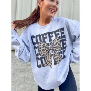 Bow Coffee Leopard Graphic Top