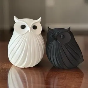 Minimalist Owl Decor Set Modern PLA Figurines for Home Office Shelf Decor Living Room Desk Bookshelf Coffee Table Accents Gift for Owl Lovers