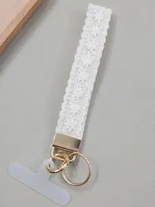 Boho Lace Keychain Strap, Handmade Embroidered Fabric Key Ring, Universal Phone Lanyard for iPhone 16/17 Pro Max, Women's Fashion Accessory