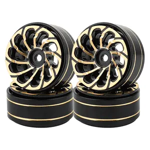 LonZeXy 4PCS 1.0 Brass Beadlock Wheels Rims Hub for 1/24 SCX24 90081 C10 AX24 1/18 TRX4m RC Upgrade Parts