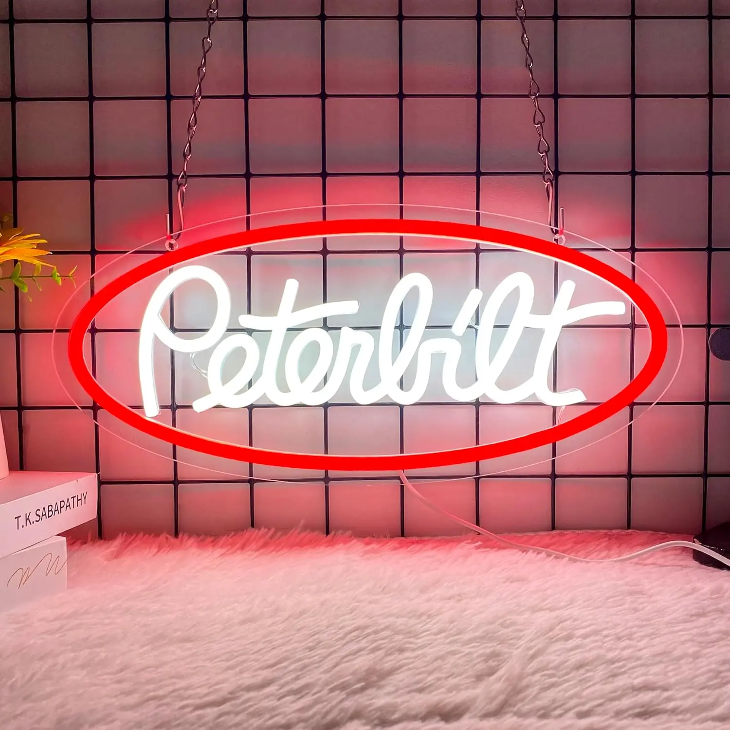 Peterbilt Acrylic LED Neon Sign - USB-Powered Low Voltage Noiseless Hanging Ambient Decor Lighting, Vibrant Steady Glow Retro-Industrial Led Decoration Lamp for Truck Drivers' Garage, Ideal Birthday Gift