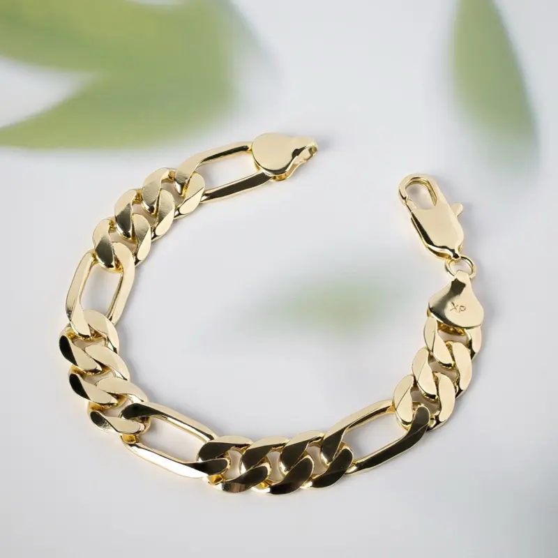 Unisex Gold Figaro Cuban Link Chain Bracelet, Fashion Costume Jewelry with Secure Lobster Clasp, Ideal for Gold Bracelet Stack, Cuban Link Bracelet