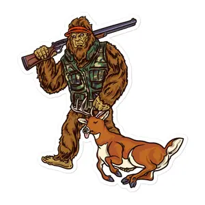 Bigfoot Hunting Sticker , Bigfoot Deer Hunter , Sasquatch Deer Hunter , Sasquatch , Bigfoot , Deer Hunting , Rifle Hunting , Deer Hunting