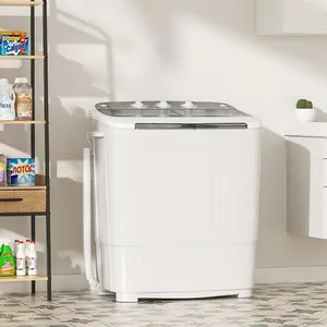 Portable Washing Machine, 16 LBS Compact Mini Washer And Dryer Combo, Semi-Automatic Twin Tub Washer With Drain Pump For Dorms, Apartments, RVs