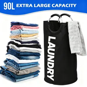 2026 New 90L Large Laundry Basket,Laundry Hamper,Extra Large Dirty Clothes Hamper,Collapsible Waterproof Laundry Basket,SoftFoam Aluminum Handles,Space Saving Laundry Organizer,Family Bedroom Bathroom Laundry Room,ForWomen Men Teens Kids,#SummerVibes