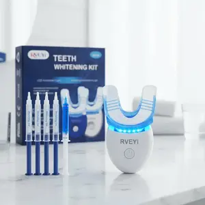 Blue Rechargeable Teeth Brightening Kit, Blue Led Teeth Brightening Accelerator Light & 5 Counts Teeth Gel, Professional Oral Care Kit for Women & Men, Cleaning Supplies, Teeth Brightener, Teeth Brightening Booster, Teeth Brightener, Teeth Stain Cleaner