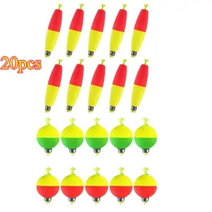 Fishing Bobbers Floats, 20 Packs Weighted Bobbers for Fishing Foam Snap-on Fishing Floats Ball Oval Slip Bobbers With Floats Corks Floaters Buoys for Fishing Bluegill Crappie Panfish Bass Trout Versatile Use