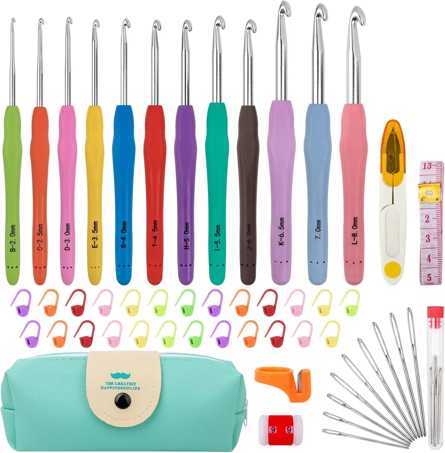 51 Piece Crochet Hook Set – Ergonomic Crochet Kit with 12 Aluminum Hooks, Stitch Markers, Knitting Accessories & Storage Case for Beginners and DIY Crafts 2026