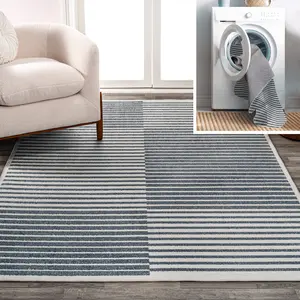 JONATHAN Y Shutter Minimalist Striped Plaid Machine-Washable Indoor Area Rug; for Living Room, Kitchen, Bedroom, Dining Room, Office