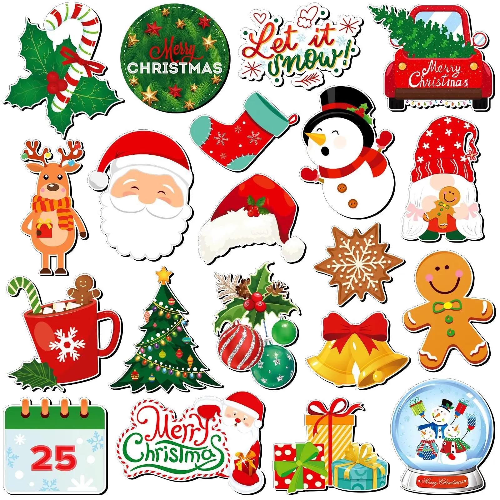 【20/40 pcs Christmas Magnets Gifts】 Christmas Refrigerator Magnet Set, Decorative Sticker, Home Decor, Polystyrene Santa, Christmas Tree, Snowman & Reindeer Designs, Waterproof, for Fridge, Garage Doors & Vehicles, Holiday Festive Ambiance Enhancer