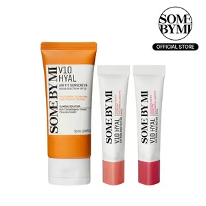 [SOME BY MI] V10 Korean Sun Care Set - SPF 50 Hydrating Korean Sunscreen, No White Cast (Centella, Niacinamide, Vitamins) + Tinted SPF Lip Balm Duo