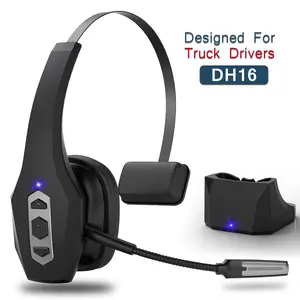 DH16 Wireless Trucker Bluetooth Headset with Mic - Noise Cancellation, Ergonomic Design, Mute Switch, Hands-Free Audio Electronic for Truck Drivers, Android Compatible, Rechargeable Charging, Adjustable Over Ear, PC & Laptop Use