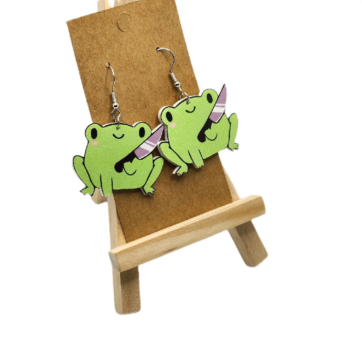 Unisex Plastic Playful Frog Hook Earrings - Whimsical Accessories, Unique & Playful Design, Quirky Animal Costume Jewelry, Choking Hazard Is a Small Ball, Business Casual Outfits, Great Gift