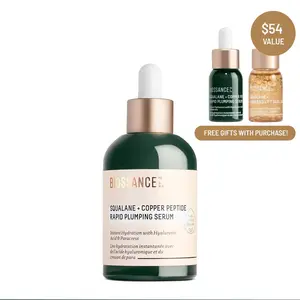 Biossance Squalane + Copper Peptide Rapid Plumping Serum - Face Serum for All Skin Types - Visibly Plumping + Firming Skin, Fine Lines + Wrinkles, Vegan Copper Peptides, Hyaluronic Acid