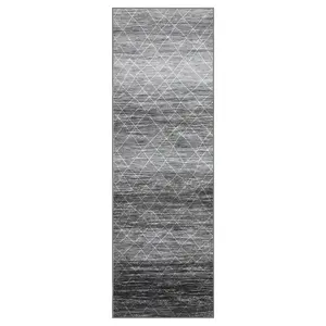 2 x 6 ft Polyester Cashmere Imitation Gray Rectangular Hallway Bathroom Entryway Kitchen Office Foldable Grid Printed Bohemian Washable Area Rug