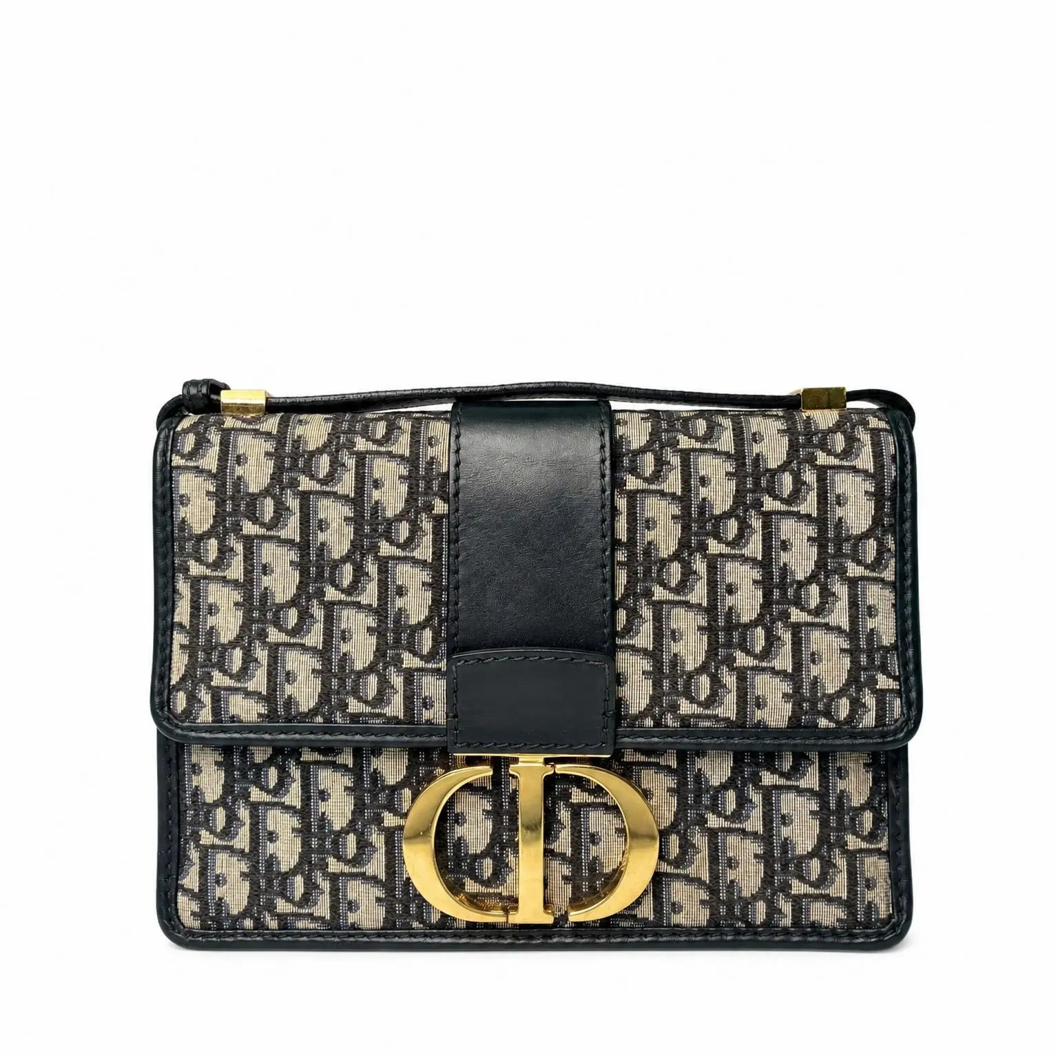 Pre-owned Dior X Shoulder Bags Christian Oblique Jacquard 30 Montaigne Blue Black 11001268
