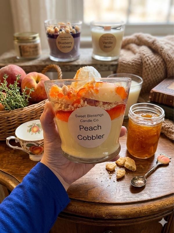 Sweet Blessings Candle Co. Peach Cobbler Candle - Aromatic Fragrance for Home Decor & Relaxation