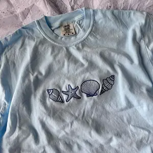 Embroidered Seashells Tshirt, Beach Tshirt, Summer Tshirt, Cute Embroidered Shirt, Cute Tshirts