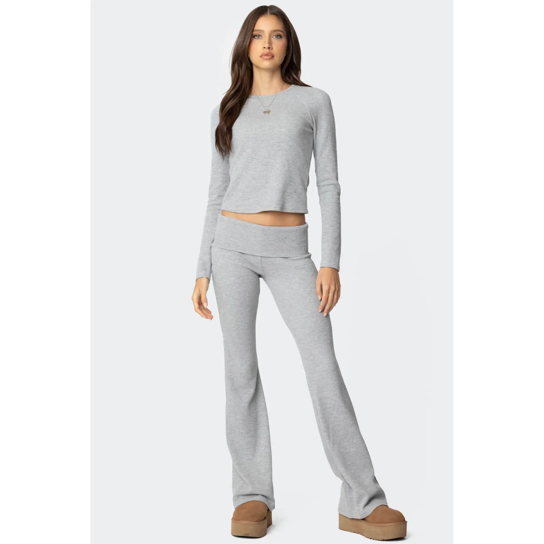 Sab Fold Over Waffle Knit Pants Sab Fold Over Waffle Knit Pants