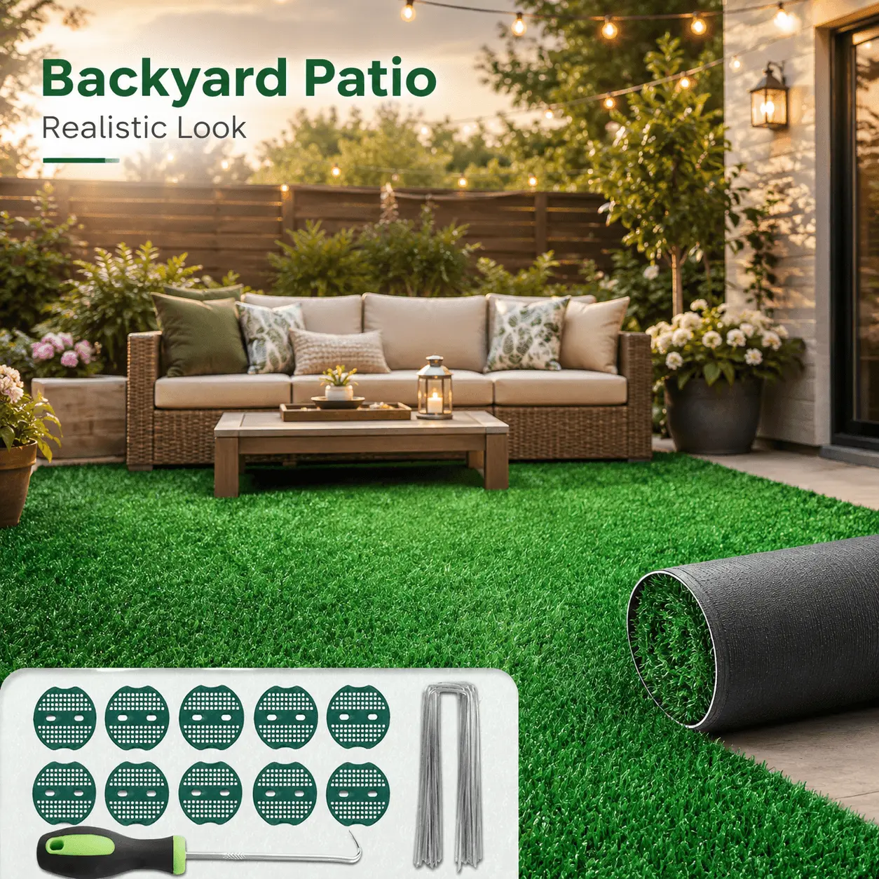 Artificial Grass Turf (3*32FT-6*25FT 10 Sizes) - 0.5in Thick Synthetic Lawn, Pet-Friendly Waterproof UV-Resistant Cuttable Easy-Install Asian Decor Mat for Backyards, Room Plants, Wardrobe, Room Decor