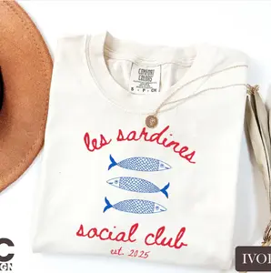 Les Sardines Social Club Comfort Colors T-Shirt, Tinned Fish Sweatshirt, Portugal Travel Gift, Vintage Sardine Coastal Aesthetic Fish Tee