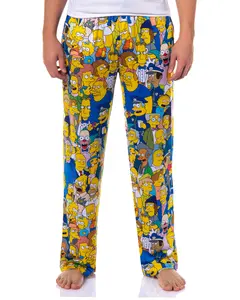 The Simpsons Pants Men's Characters of Springfield Adult Lounge Sleep Pajamas