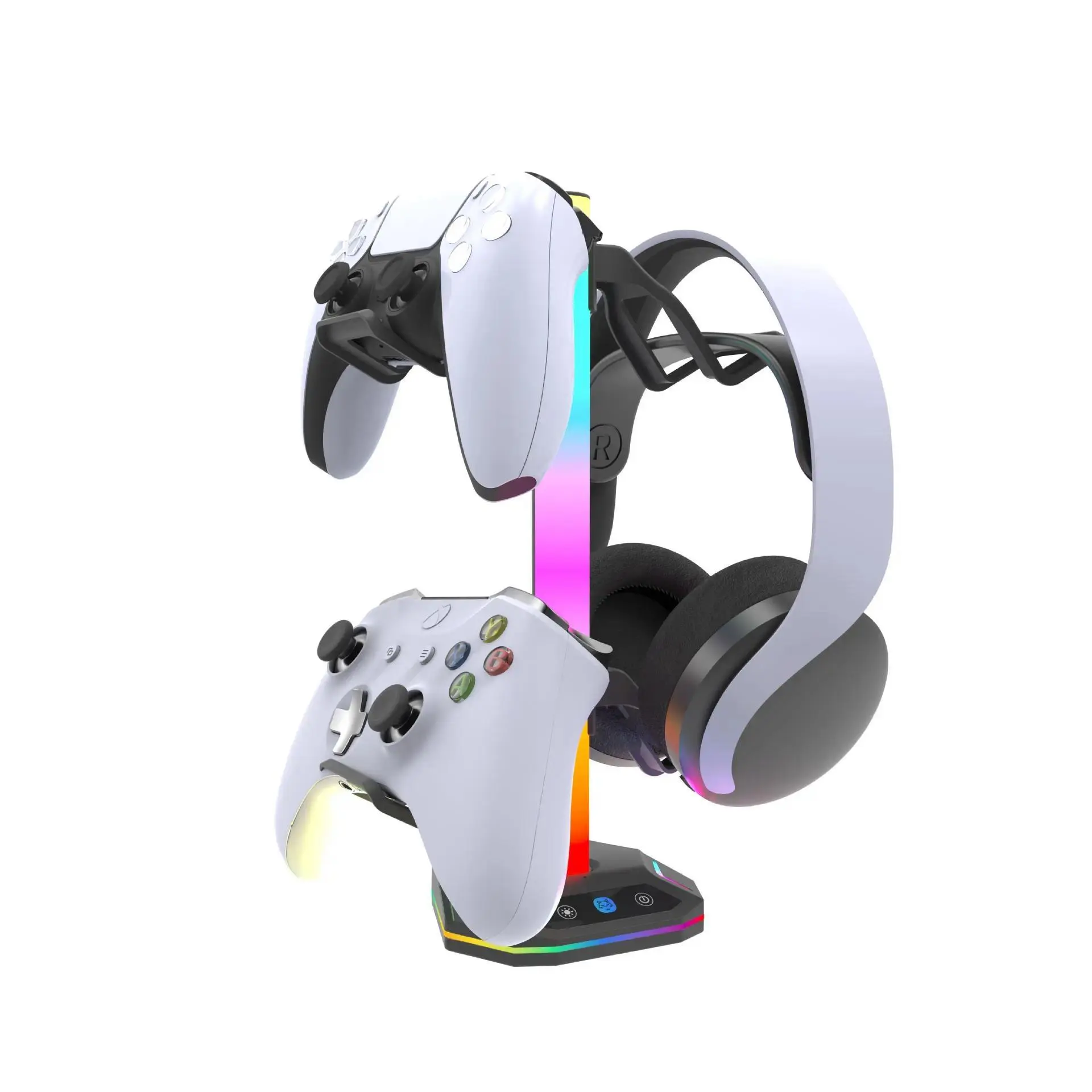 RGB Light Game Controller Holder - LED Illumination Display Stand, Gaming Accessories for PS5/Xbox/Switch Controllers, PS5 Accessories, Gamer Stuff, Black Console Peripheral