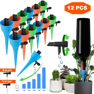 12pcs, automatic watering dripper, adjustable control valve, constant pressure model, suitable for indoor plants, garden plants, office plants, etc., ideal for automatic watering during vacations.