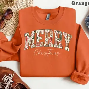 Merry Christmas sweatshirt for matching family outfits, retro Merry crewneck style, festive holiday sweater, perfect cozy Xmas gift for everyone.