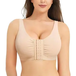 Front Closure Post Surgery Minimizer Bras for Women Full Coverage Surgical Wireless Comfort Everyday Bras Fit Soft