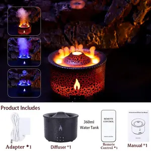 Volcanic Flame Humidifiers Air Aroma Diffuser Essential Oil Humidifier 360Ml
