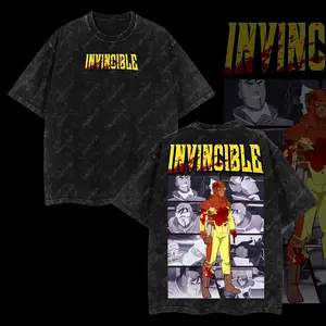 Superstyle Limited Edition Mark Invincible Evil Invincible War Comic Double Printed Oversize Lightweight Acid Washed Tee TV Series Graphic Tee T-Shirt