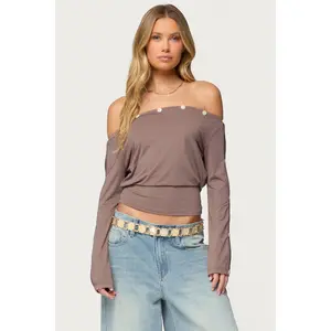 Ronee Off Shoulder Button Cutout Top