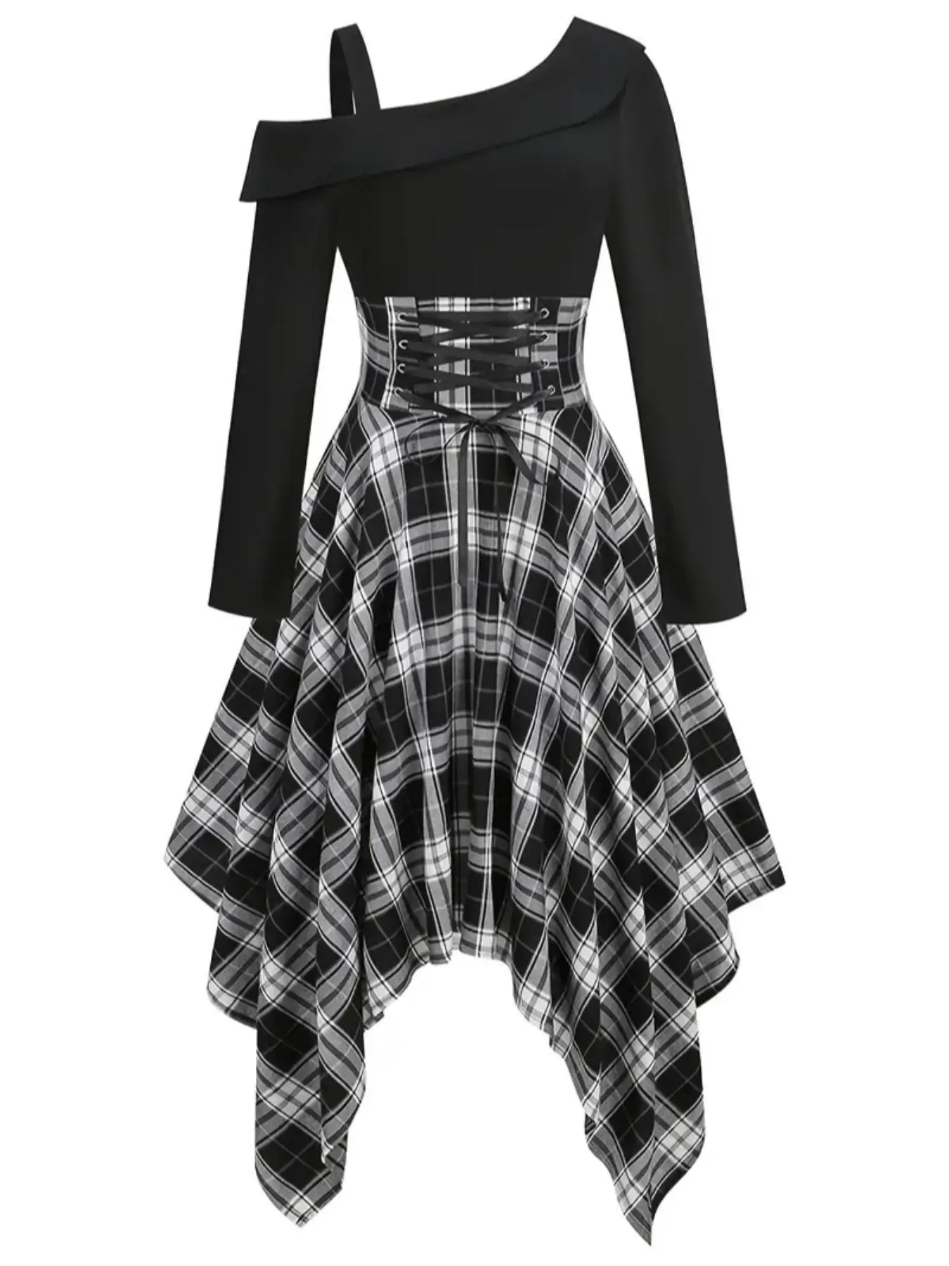 Women's Plaid Print Lace Up Asymmetrical Neck Dress, Elegant Classy Long Sleeve Midi Dress for Spring & Fall, Women's Clothing for Daily Wear, Womenswear - TikTok Shop Women's Plaid Print Lace Up Asymmetrical Neck Dress, Elegant Classy Long Sleeve Midi Dress for Spring & Fall, Women's Clothing for Daily Wear, Womenswear - TikTok Shop
