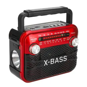 125BT portable FM radio, multi-band household flashlight radio with USB/TF/BT playback indoor and outdoor can be used