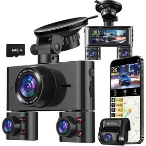 Dash Cam 360?, 4  Camera for  Front and Rear Inside,  FHD Mini Dashcam, 5G WiFi, GPS, with 64G Card, Voice Control, WDR, HDR, Night Vision, 24/7 Parking Mode(Upgraded Version V7PLUS)