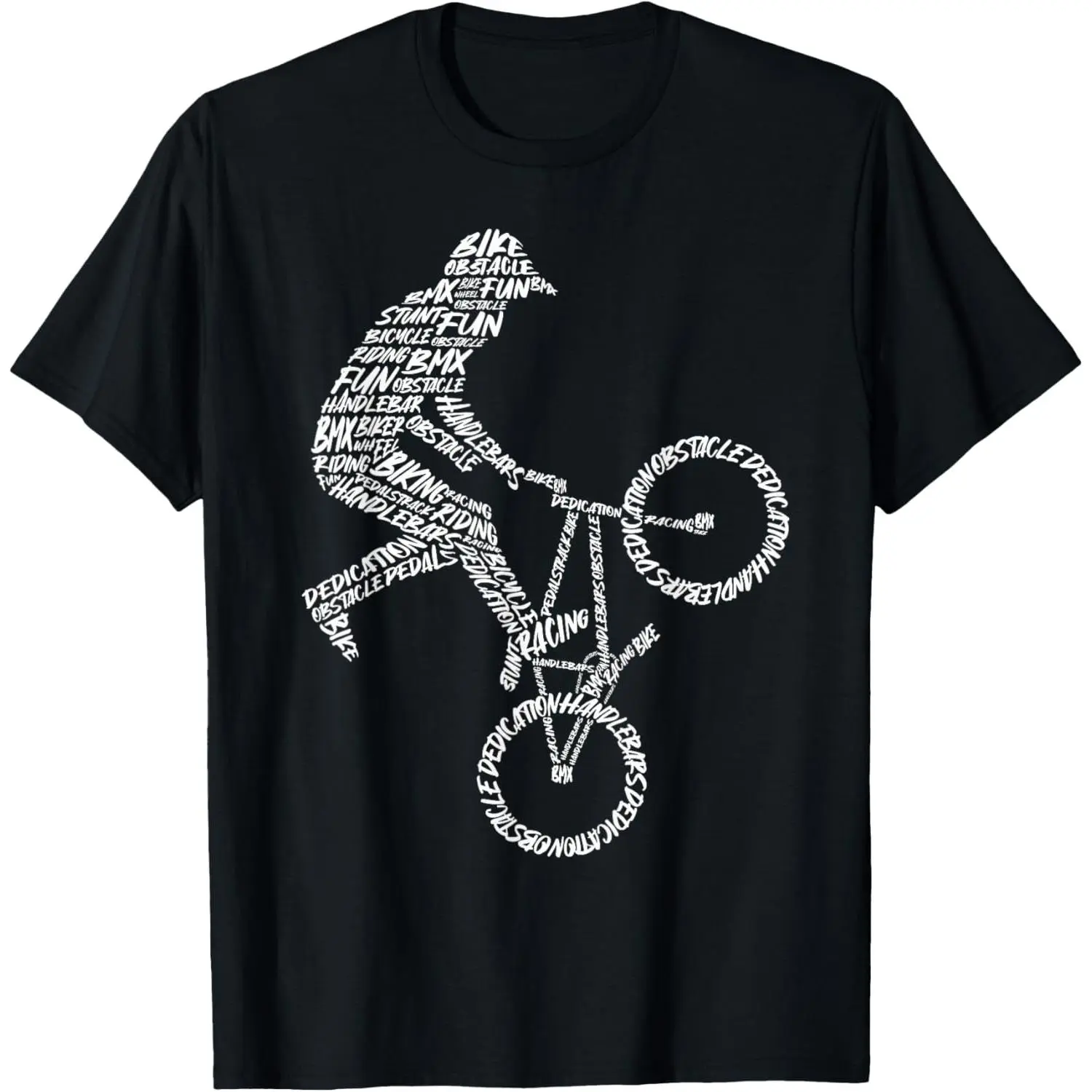 Men's Regular Fit BMX Bicycle Tricks Typography Graphic T-Shirt - 100 Cotton Clothing, Sensitive Skin-Friendly, Moisture Absorb, Casual Street Style for Boys