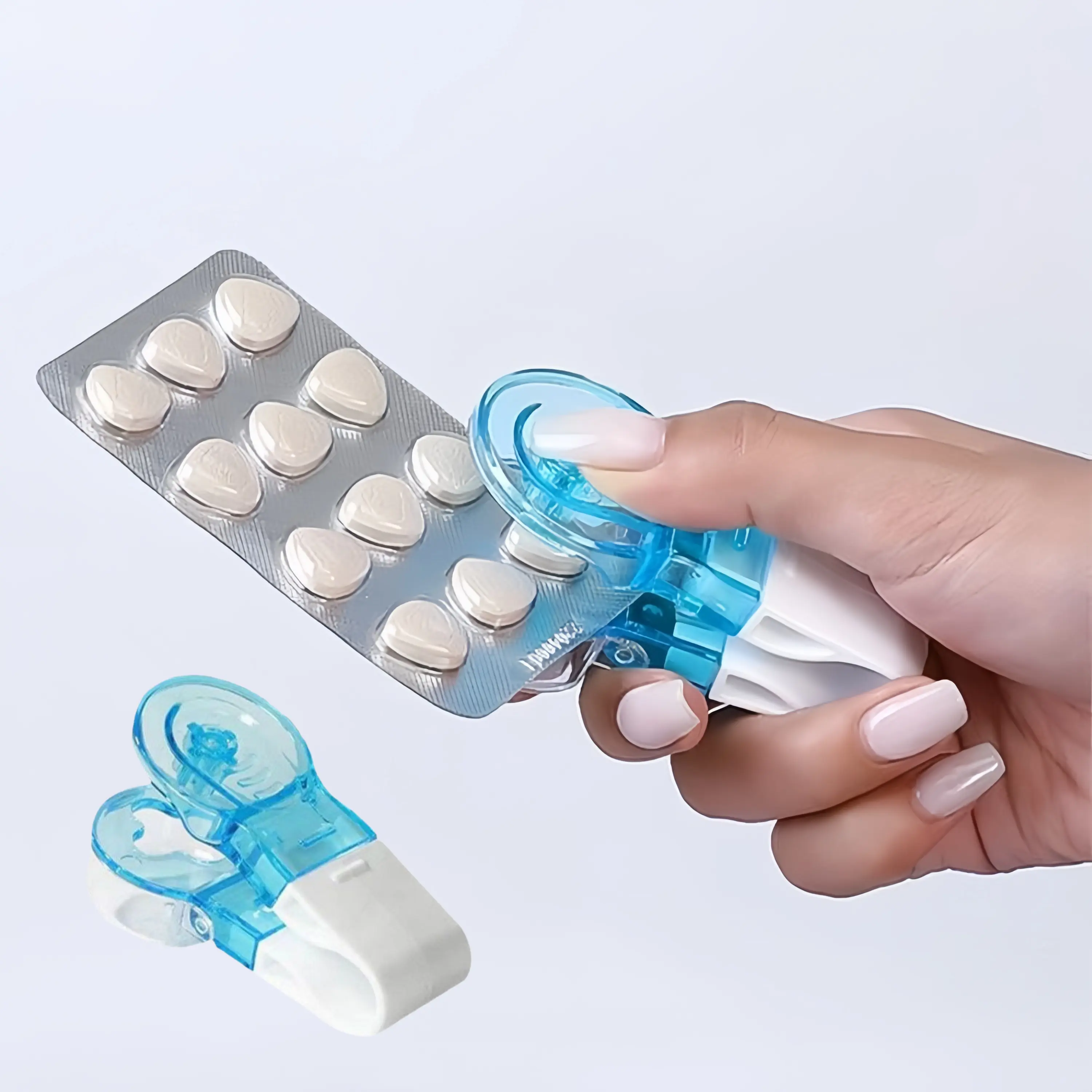 Portable Pill Extractor, 2 Pcs Mini Pill Extractor with Storage Box Design, Simple-Press Pill Extractor for Elderly, Disabled and People with Weak Hands, Healthcare Aid-MM1