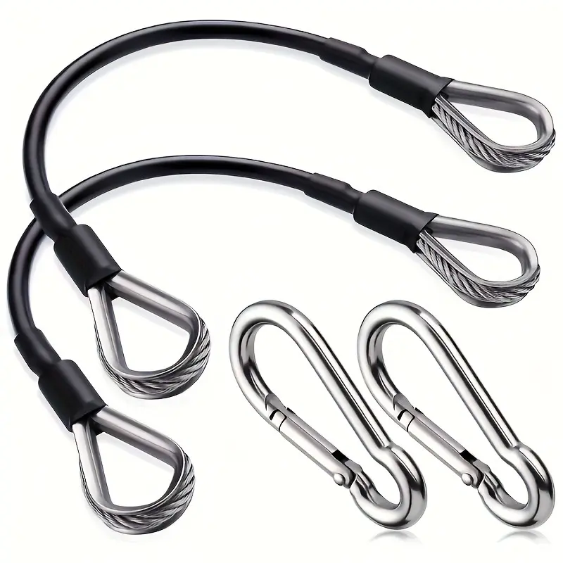 Industrial-Grade Equipment Extender Cable 2pcs Set, Stainless Steel Wire Rope with 2 M6 Carabiners, Universal Compatibility & Anti-Corrosion Coating, 440 lbs Capacity, Functional Training, Cable Extension, 440Lb