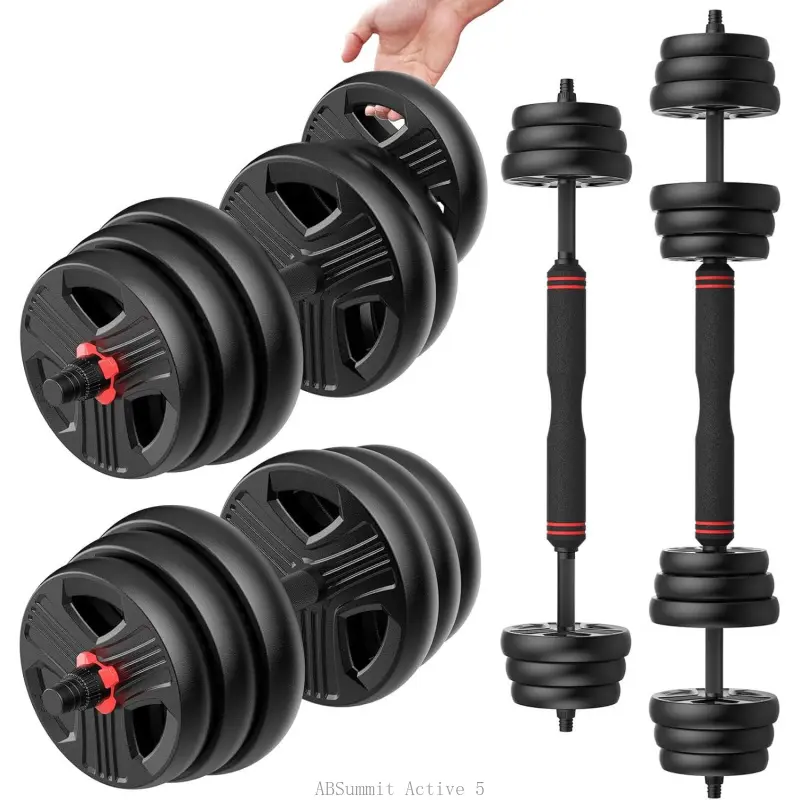 Adjustable Dumbbells, 20/30/40/55/60/70/80/90lbs Free Weight Set with Connector, 2 or 3 in 1 Dumbbells Used as Barbell, Kettlebells, Fitness Exercises for Home Gym Suitable for Men/WomenABSummit Active