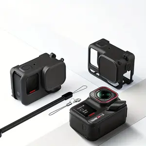 Insta360 Ace Pro 2 Silicone Case, Lens Cap, 2pcs Tempered Glass Screen Protectors, Essential Accessories for Camera Protection, Durable