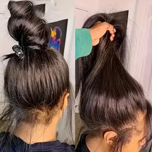 Bling Hair 360 Full HD Lace Wigs Human Hair Pre Plucked Straight Transparent Swiss Lace Frontal Wig for Black Women Body Wave Natural Color 180% Density with Baby Hair #Summervibes