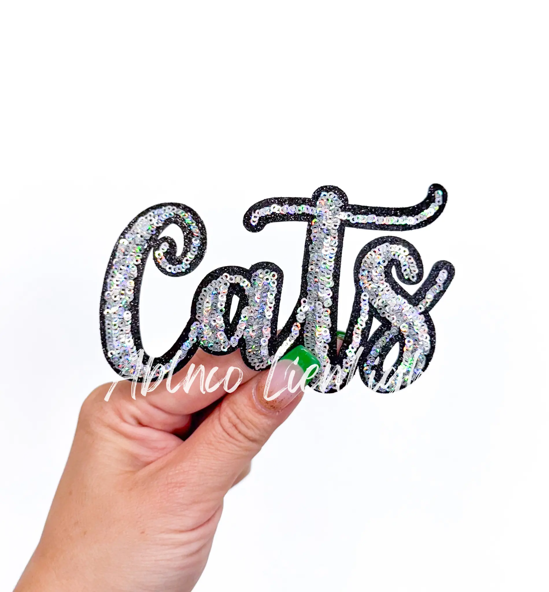 Cats Mascot Script Sequin Patch - Small