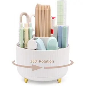 Makeup Brush Organizer,5 Slots 360° Rotating Desk Pen Holder,Makeup Brushing Holder,Cosmetic Brushes Storage Holder,Cute Pencil Cup Pot