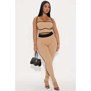 Pushing Limits Seamless Legging Pant Set - Taupe/combo