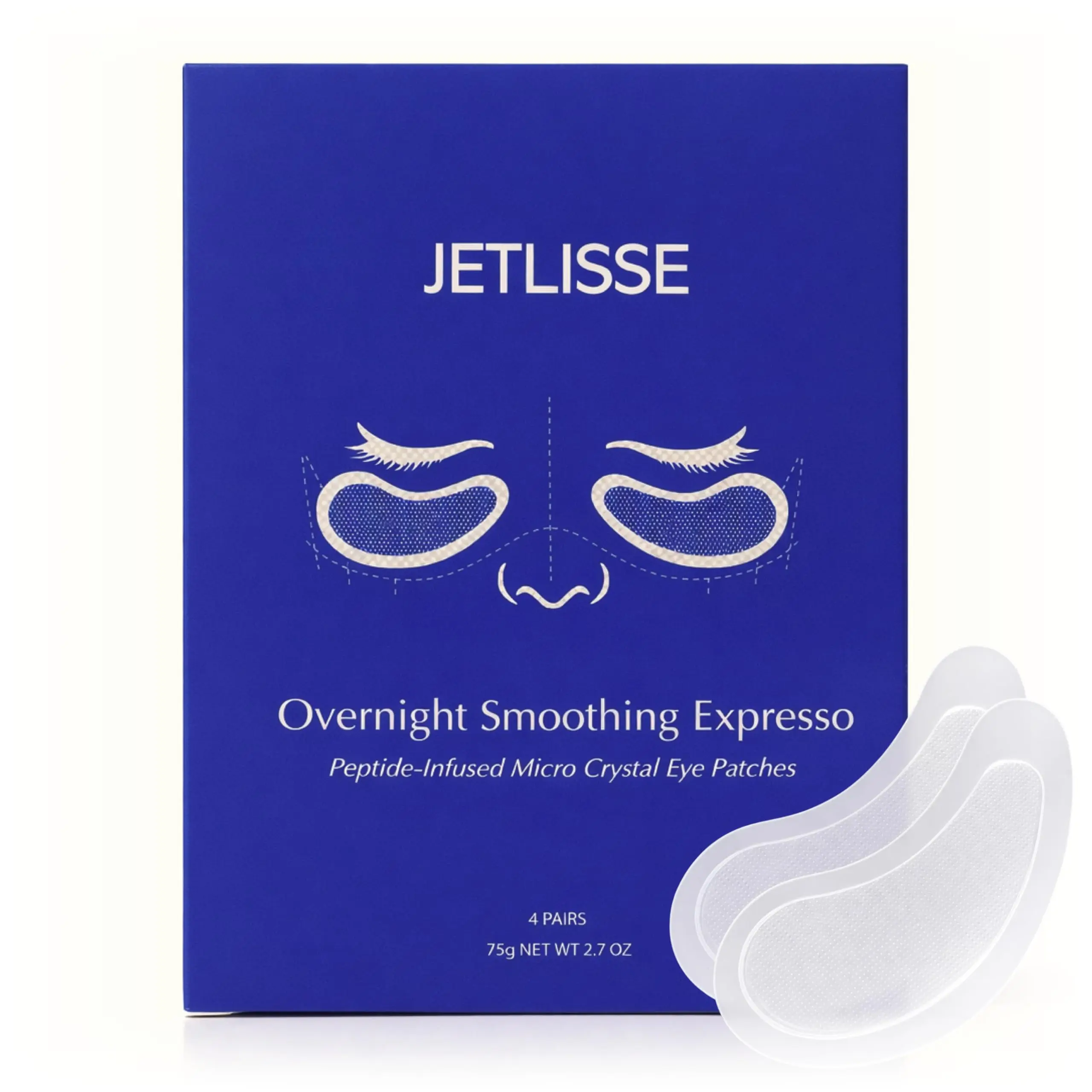 JETLISSE Peptide Eye Patches | Dissolving Microneedle Patches with Tri-Hyaluronic Acid | Anti-Wrinkle Under Eye Treatment for Dark Circles, Firming & Anti-Aging (4 Pairs; 8 Patches)