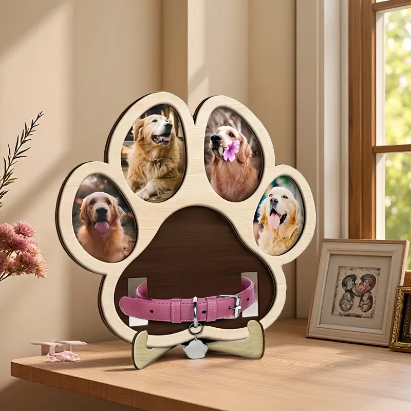 Pet Memorial Wooden Personalized Photo Frame - Unique Animal Lover Photo Frame with Stand and Design, Perfect as a Sincere Gift for Those Who Mourn Their Pets