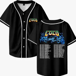 Cuco Ridin Tour 2025 Merch Baseball Jersey Shirt V-Neck Women Men Casual Short Sleeve Streetwear Clothes